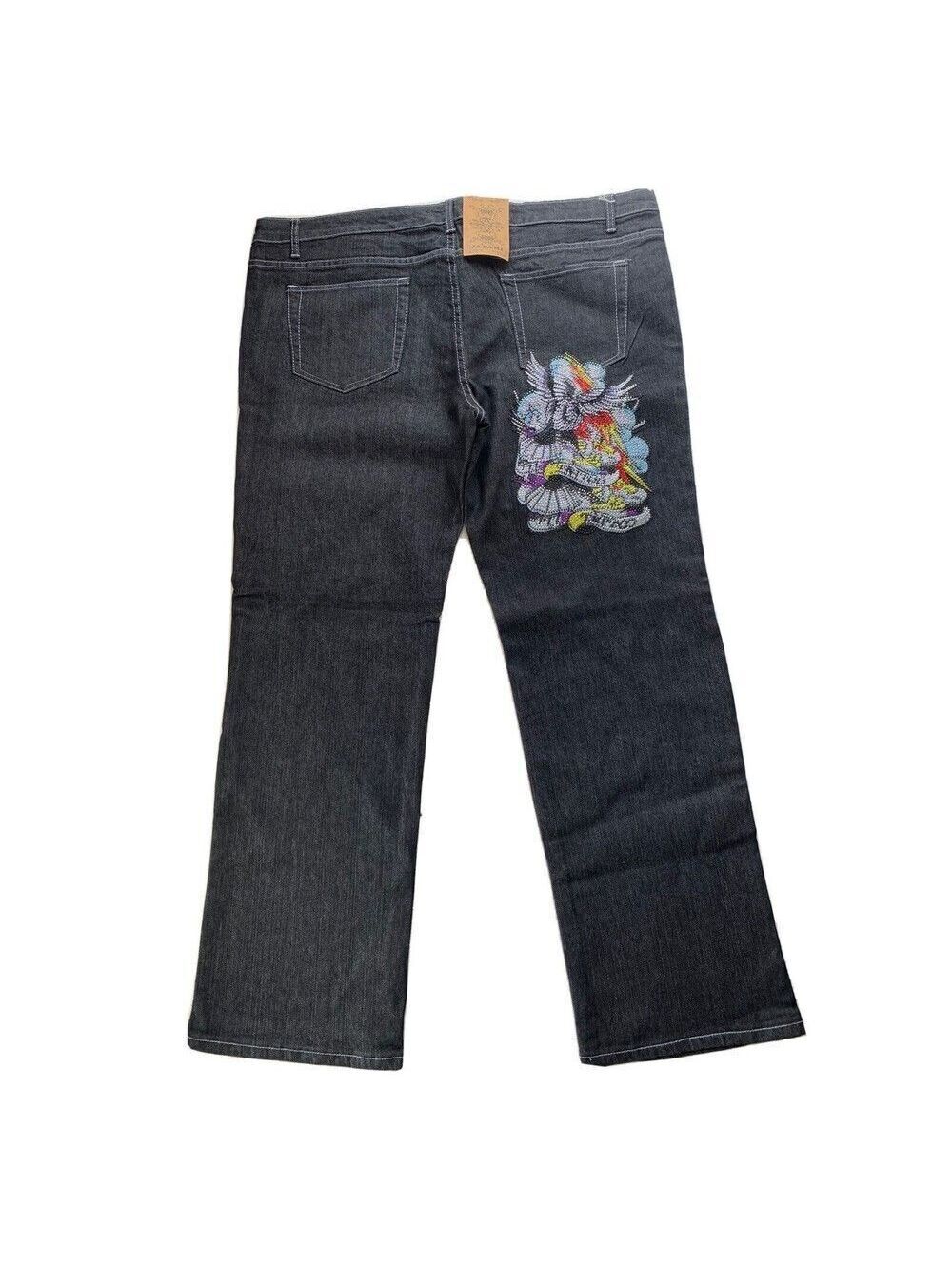 Embroidered Rhinestone Eagle Jafari Jeans for Women Urban Hip Hop Size 21 22